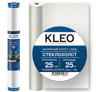 Kleo Стеклохолст молярный Linen 25/25 для спальни для гостиной для кабинета для загородного дома для комнаты для прихожей белый